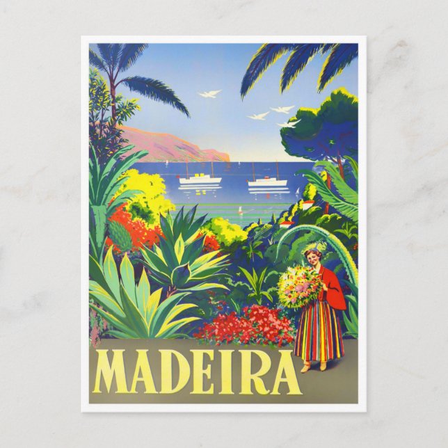 Cartão postal de viagens vintage Madeira (Frente)