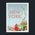 Cartão postal de viagens vintage | Nova Iorque<br><div class="desc">Uma peça de arte perfeita para qualquer um que ame Nova Iorque. Apresentando ilustrações de aquarela de Nova York com tipografia de estilo retrô. Adicione seu texto personalizado a este design usando as caixas "Editar este modelo design" no lado direito do item, ou clique no botão azul "Personalizar" para organizar...</div>