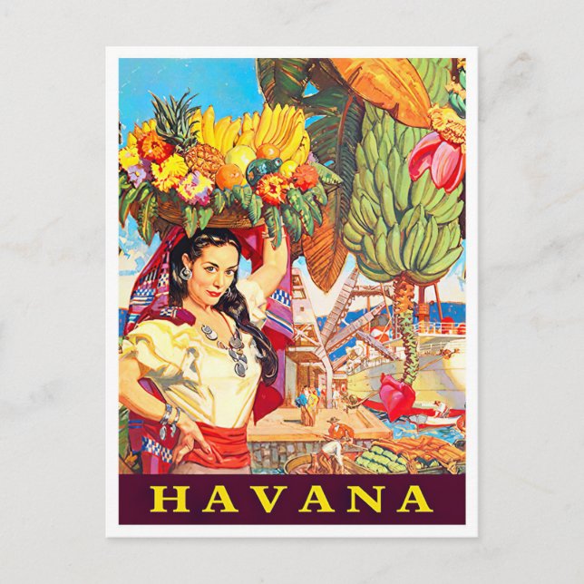 Cartão postal de viagens vintage para Cuba (Frente)