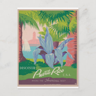 Cartão postal de Viagens vintage Porto Rico EUA