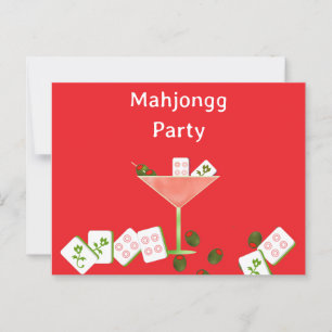 Cartão postal de vidro Martini do partido Mahjong