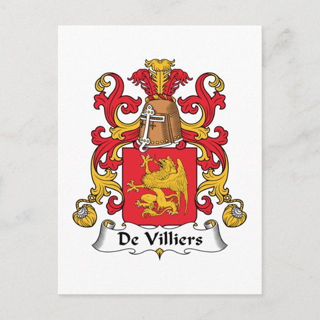 Cartão Postal De Villiers Family Crest (Frente)