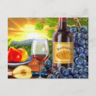 cartão postal de vinho e uvas