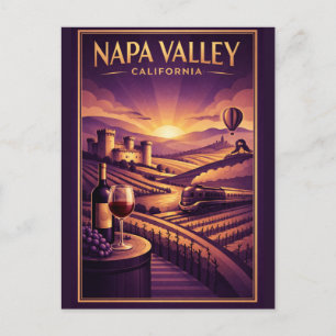 Cartão Postal de Vinho Vintage Retro Napa Valley C