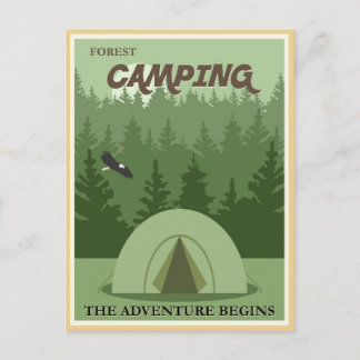 cartão postal de vintage Forest camping