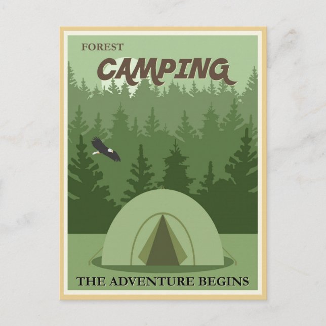 cartão postal de vintage Forest camping (Frente)