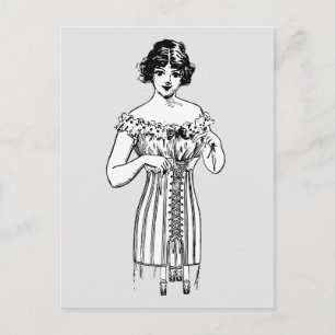 CARTÃO POSTAL DE VINTAGEM DE LADY CORSET