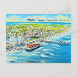 Cartão postal de vista aérea antiga de Galveston