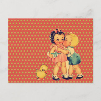 Cartão Postal de volta à escola Padrão retrô kitsch Vintage Kids