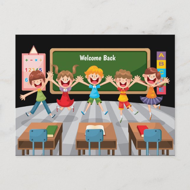 Cartão Postal De volta às crianças da escola (Frente)