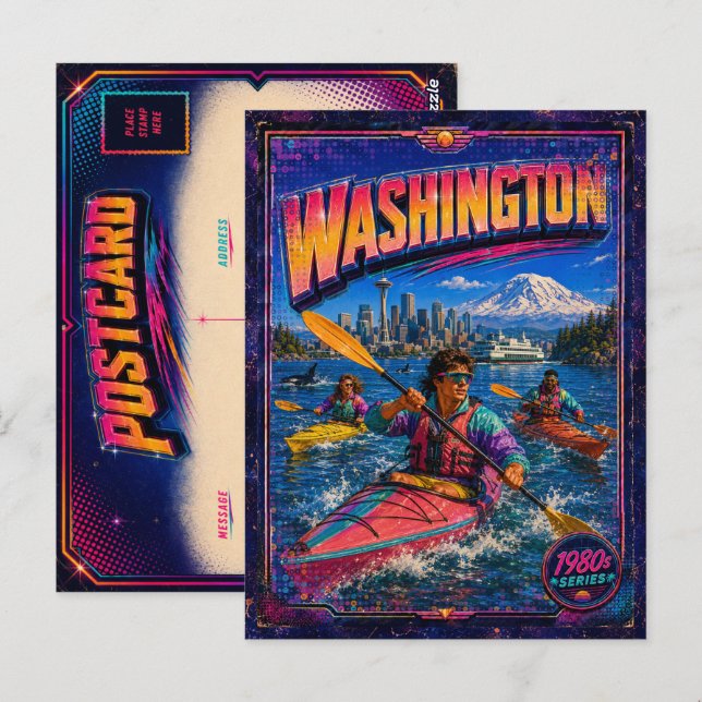 Cartão Postal de Washington dos Anos 80 Retro (Frente/Verso)