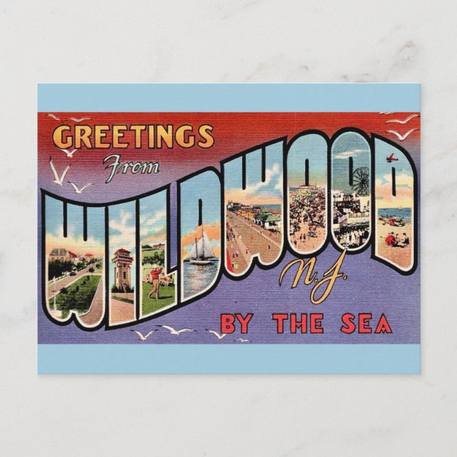 Cartão postal de Wildwood By the Sea (Frente)