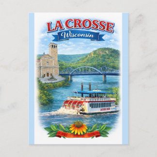 Cartão postal de Wisconsin paisagístico La Crosse,