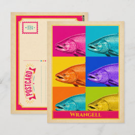 Cartão Postal de Wrangell Alasca Salmão Vintage