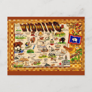 Cartão postal de Wyoming com mapa antigo