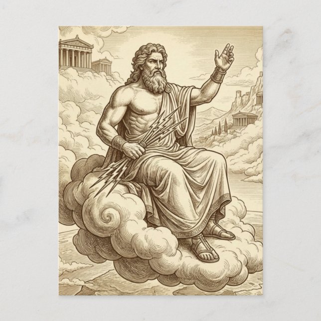 Cartão postal de Zeus da Mitologia Grega (Frente)