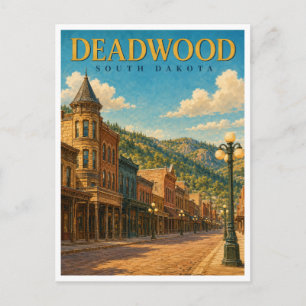 Cartão Postal Deadwood Dakota do Sul Main Street GeoSaga