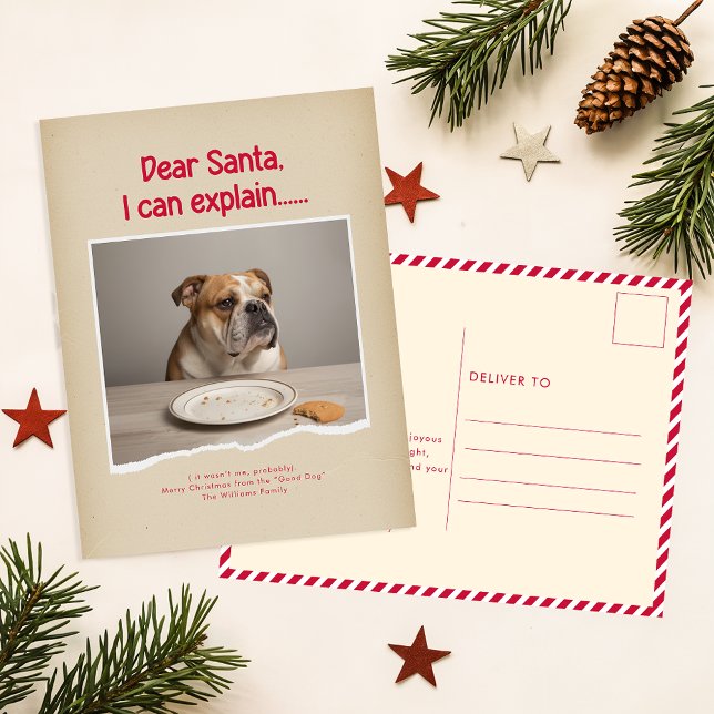 Cartão Postal Dear Santa I Can Explain Pet Dog Photo Christmas (Criador carregado)