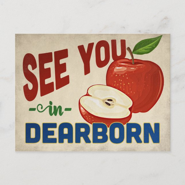 Cartão Postal Dearborn Michigan Apple - Viagens vintage (Frente)