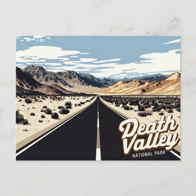 Cartão Postal Death Valley Highway Desert Art (Frente)