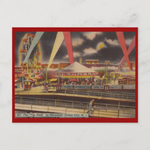 Cartão Postal Deck Divertido, Ocean City, New Jersey Vintage