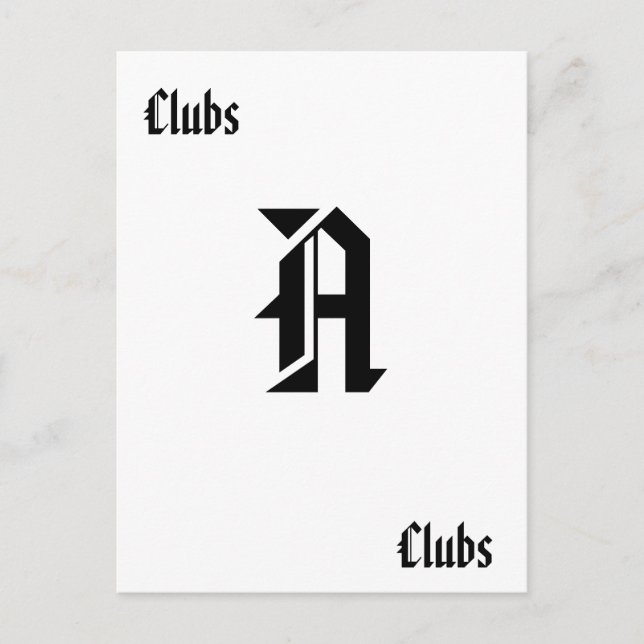 Cartão Postal Deck of Cards Ace of Clubs (Frente)