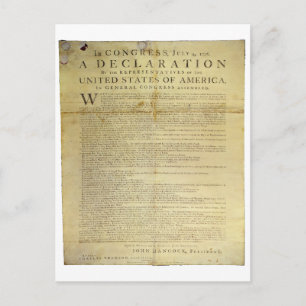 Cartão Postal Declaração de Independência Dunlap Broadside 1774