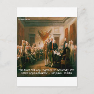 Cartão Postal Declaração De Independência E Citação De Ben Frank