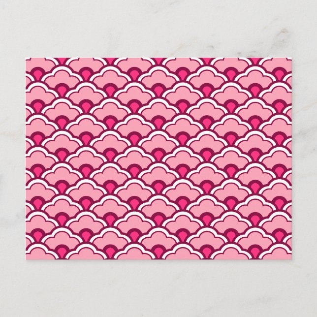 Cartão Postal Deco Chineses Escalços, Fuchsia e Rosas claro (Frente)