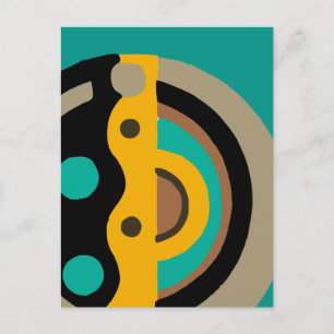 Cartão Postal Deco Circular em Dourado e lacre