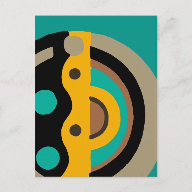 Cartão Postal Deco Circular em Dourado e lacre (Frente)