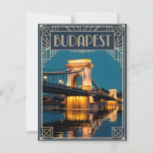 Cartão Postal Deco da Ponte de Cadeia de Budapeste
