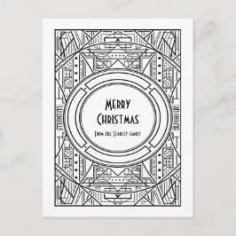 Cartão Postal Deco de arte branca e negra Feliz Natal