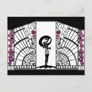 Cartão Postal Deco litoral branco e rosa