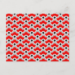 Cartão Postal Deco Vieiras Chinesas, Vermelho, Cinza, Preto e Br