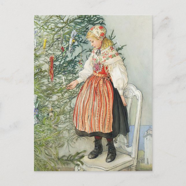 Cartão Postal Decoração da Árvore de Natal - Carl Larsson (Frente)