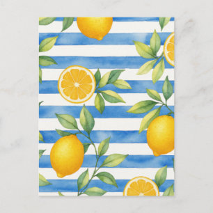 Cartão Postal Decoração de Cozinha com Citrino de Verão Mediterr