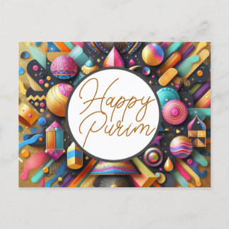 Cartão Postal Decoração de festa multicolorida de desejos judaic