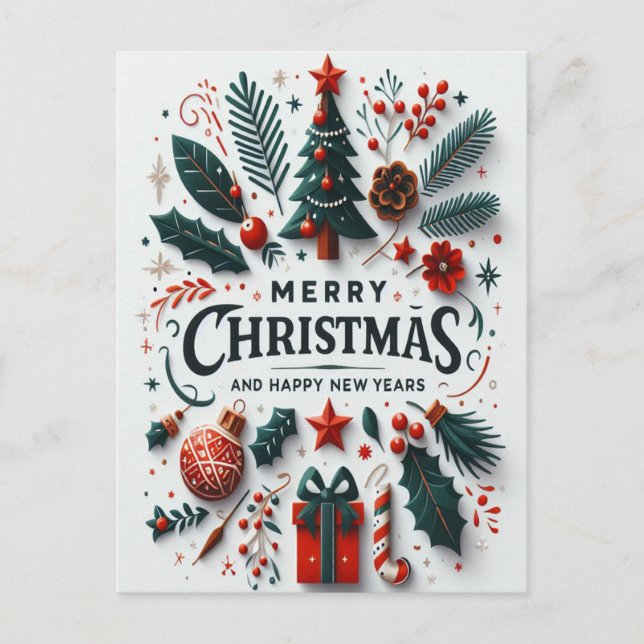 Cartão Postal Decorações Como Flocos De Neve (Frente)