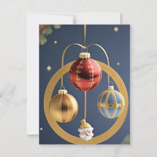 Cartão Postal Decorações de Natal Douradas