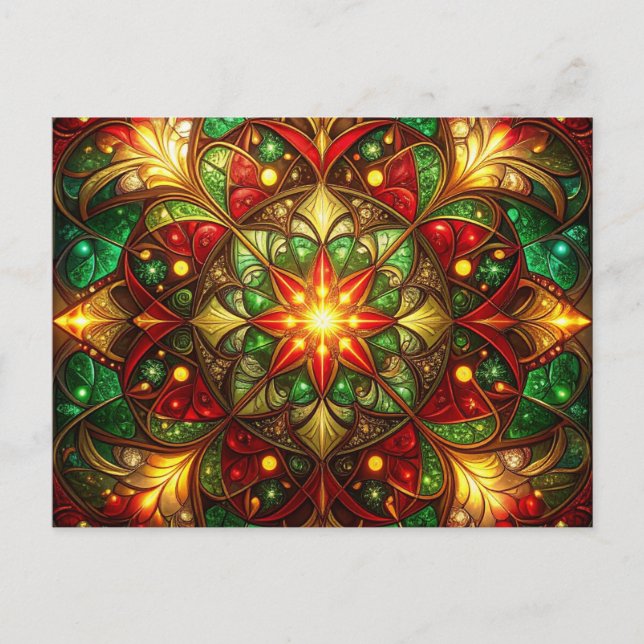 Cartão Postal Decorative Red Green Christmas Holiday Postcard (Frente)
