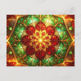 Cartão Postal Decorative Red Green Christmas Holiday Postcard