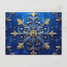 Cartão Postal Decorativo de Férias Azul Dourado