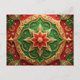 Cartão Postal Decorativo de Férias Vermelho Verde