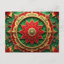 Cartão Postal Decorativo de Férias Vermelho Verde