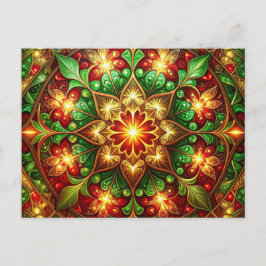 Cartão postal decorativo vermelho verde do Natal