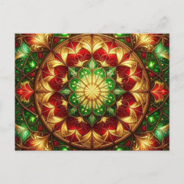 Cartão postal decorativo vermelho verde do Natal