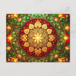 Cartão postal decorativo vermelho verde do Natal