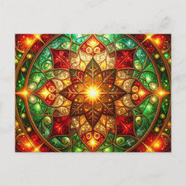 Cartão postal decorativo vermelho verde natalino