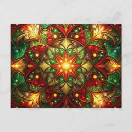 Cartão postal decorativo vermelho verde natalizio